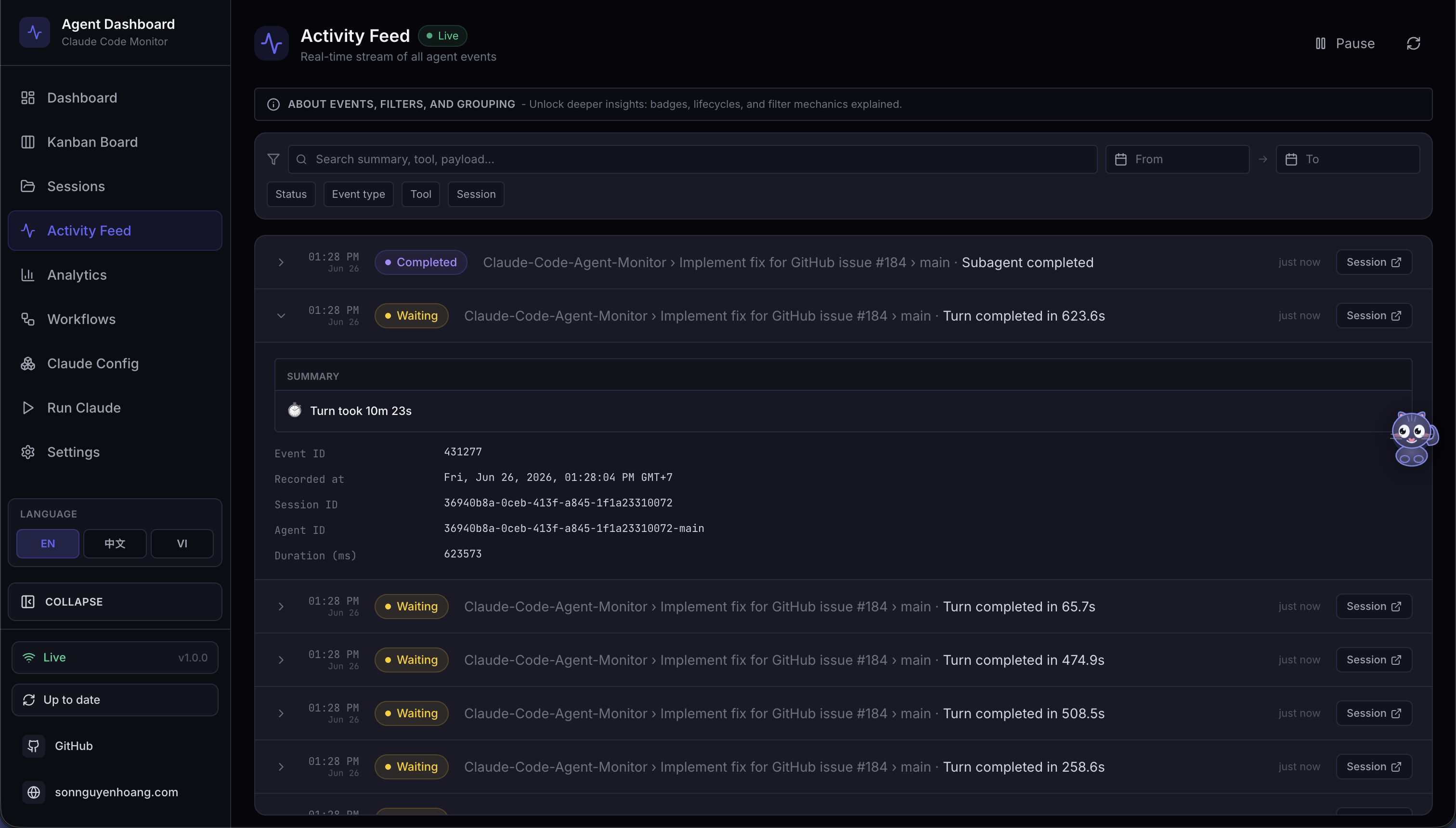 activity feed